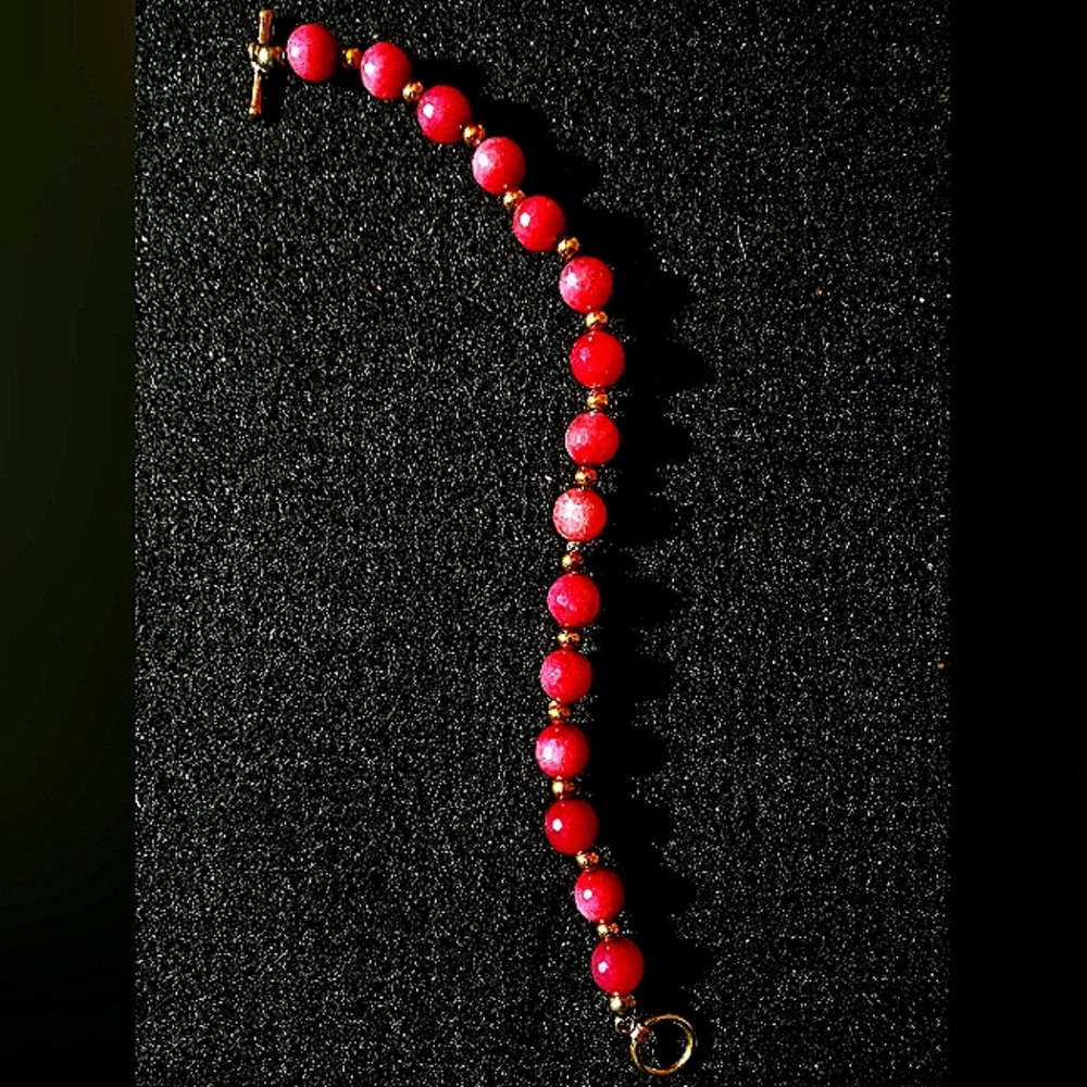 Natural  Genuine Ruby Beaded Bracelet